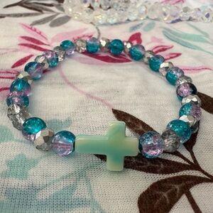 Beaded Bracelet with Cross Charm